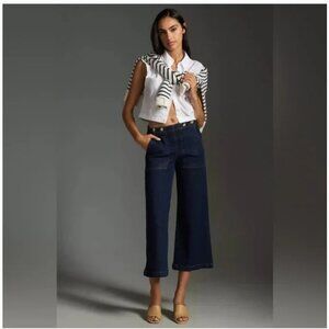 Anthropologie Pilcro The Kit Cropped High-Rise Wide-Leg Utility Jeans Size 26